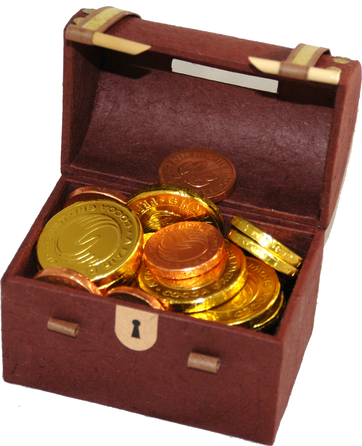 small chest full of chocolate coins